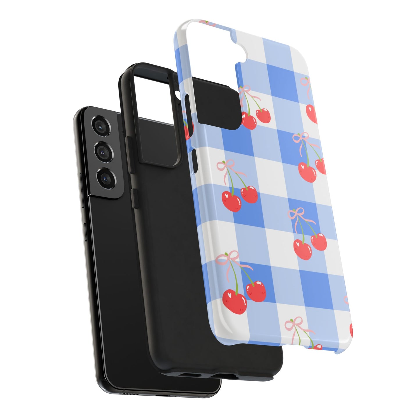 Blue Checkered Cherry Phone Case