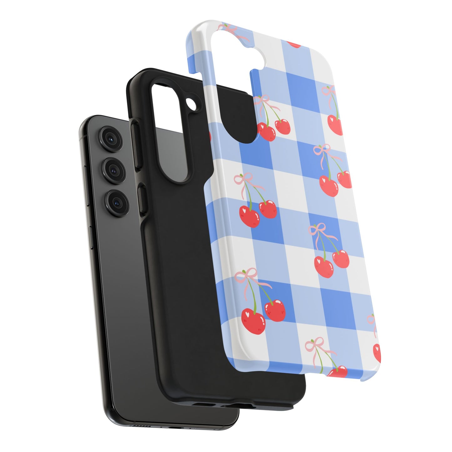 Blue Checkered Cherry Phone Case