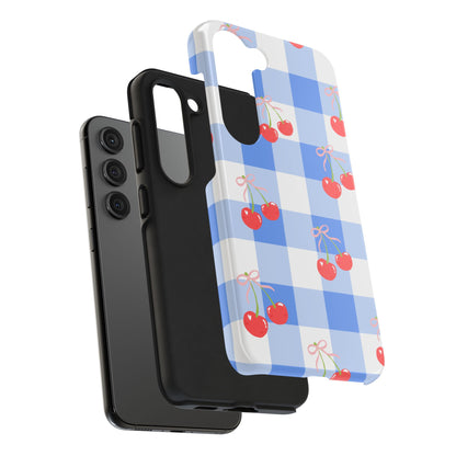 Blue Checkered Cherry Phone Case