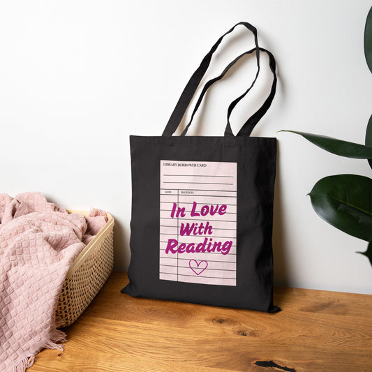 In Love With Reading Library Card Canvas Tote Bag