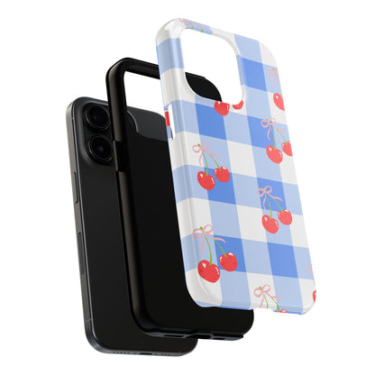 Blue Checkered Cherry Phone Case