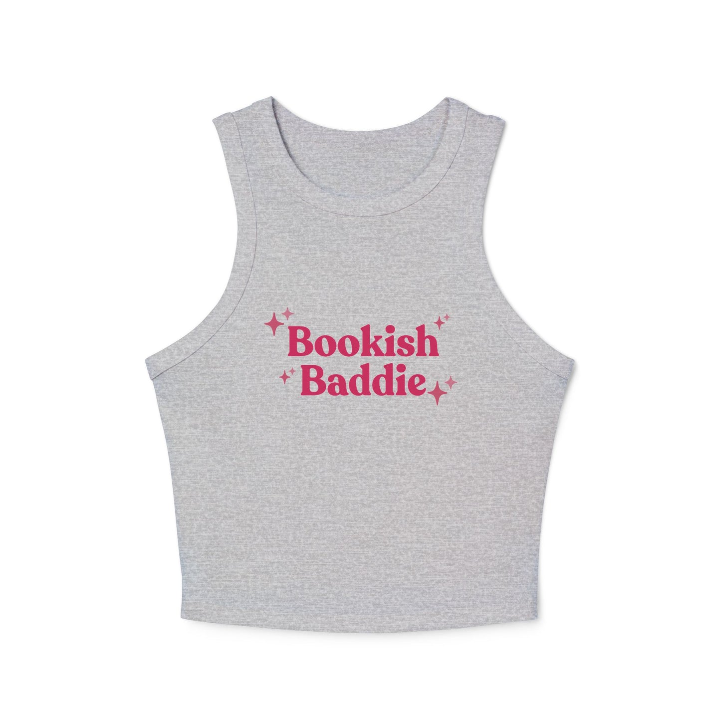 Bookish Baddie Rib Racer Tank Top-Pink Font