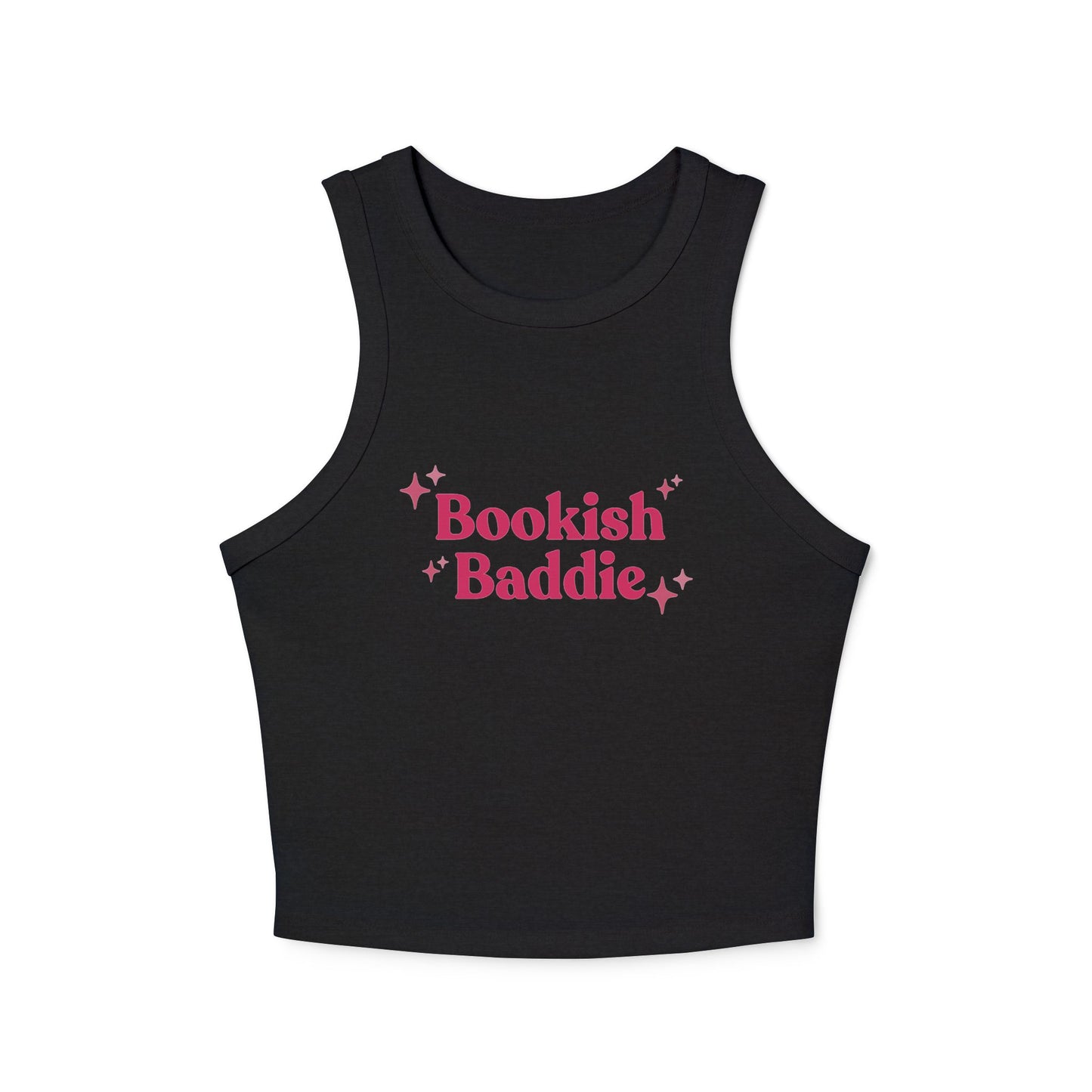 Bookish Baddie Rib Racer Tank Top-Pink Font