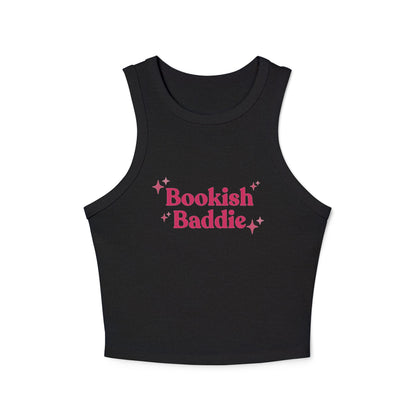 Bookish Baddie Rib Racer Tank Top-Pink Font