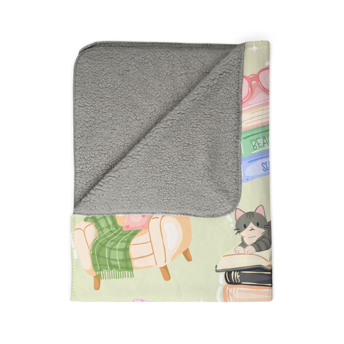 Cozy Reader Sherpa Fleece Blanket-Green