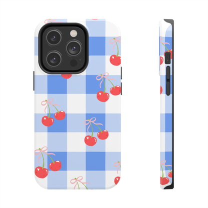 Blue Checkered Cherry Phone Case