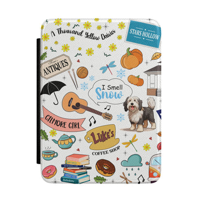 Stars Hollow Collage Leatherette Kindle Paperwhite Case (White)