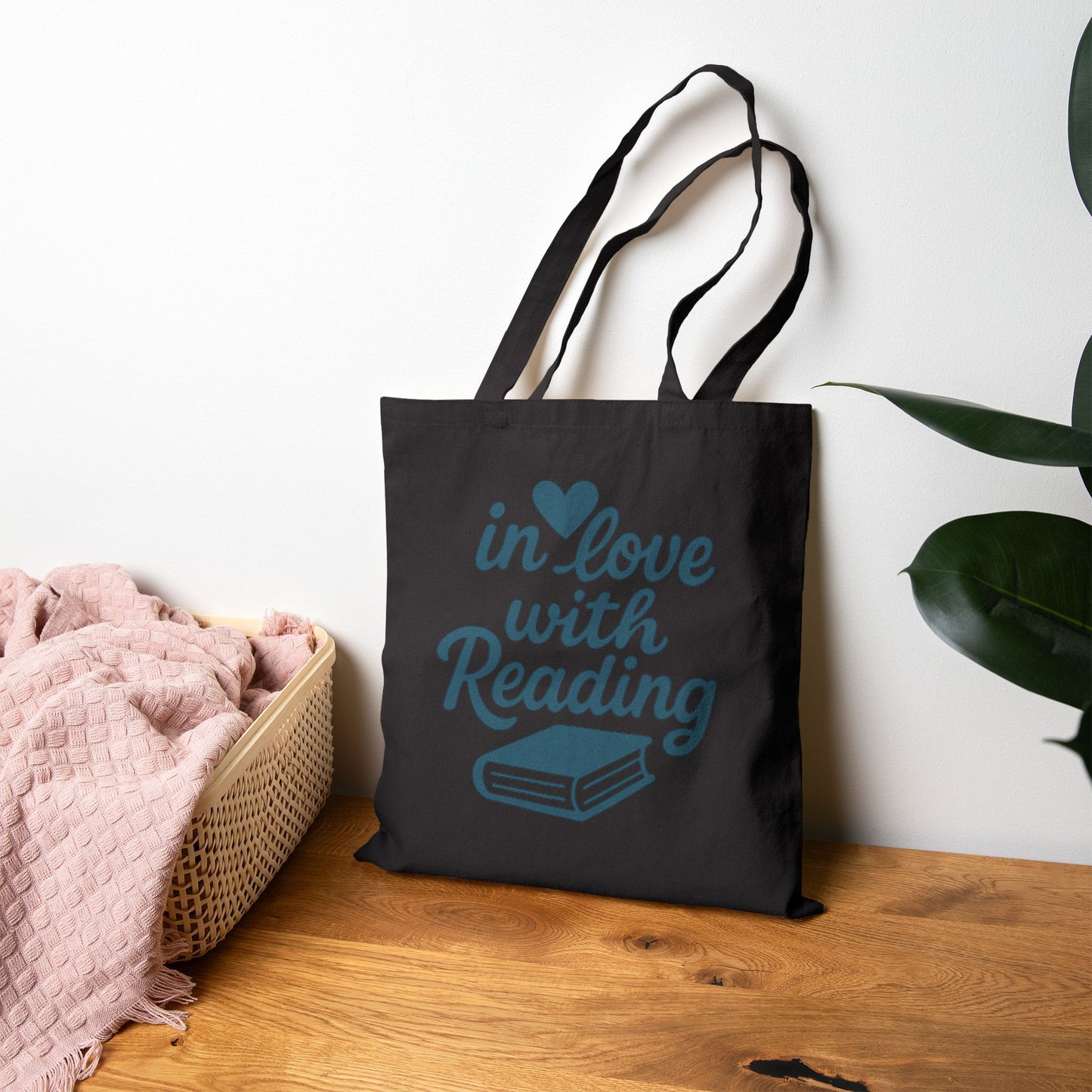 Reading Tote Bag — "In Love With Reading" Canvas Book Lover Tote