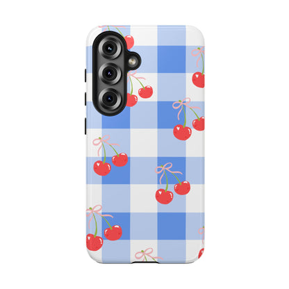 Blue Checkered Cherry Phone Case