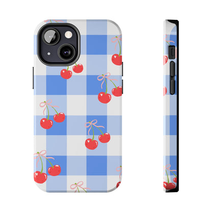 Blue Checkered Cherry Phone Case