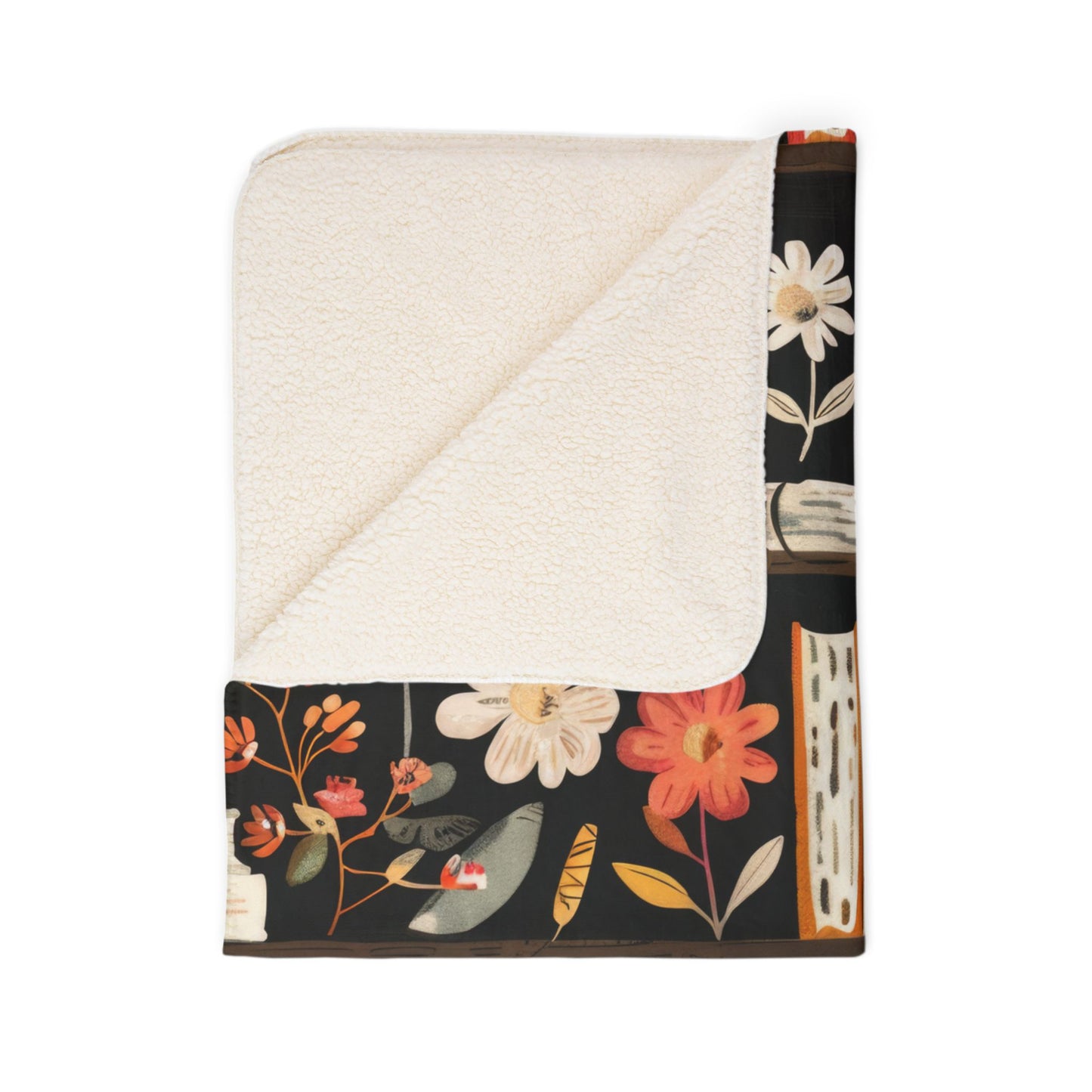 Floral Bookshelf Sherpa Fleece Blanket