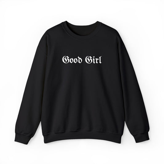 Good Girl Embroidered Crewneck Sweatshirt-White Font