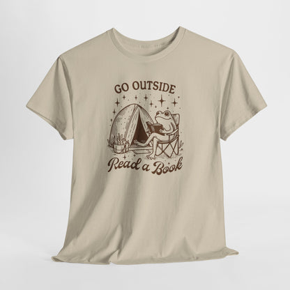 Go Outside, Read a Book Tee-Frog Bookish T-Shirt