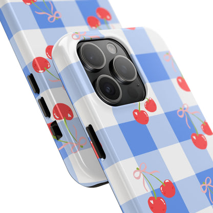 Blue Checkered Cherry Phone Case
