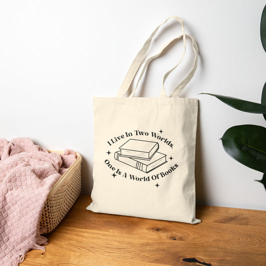 I Live In Two Worlds Book Lovers Cotton Canvas-Gilmore Girls