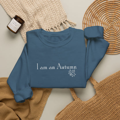 I Am an Autumn Embroidered Crewneck Sweatshirt White🍂