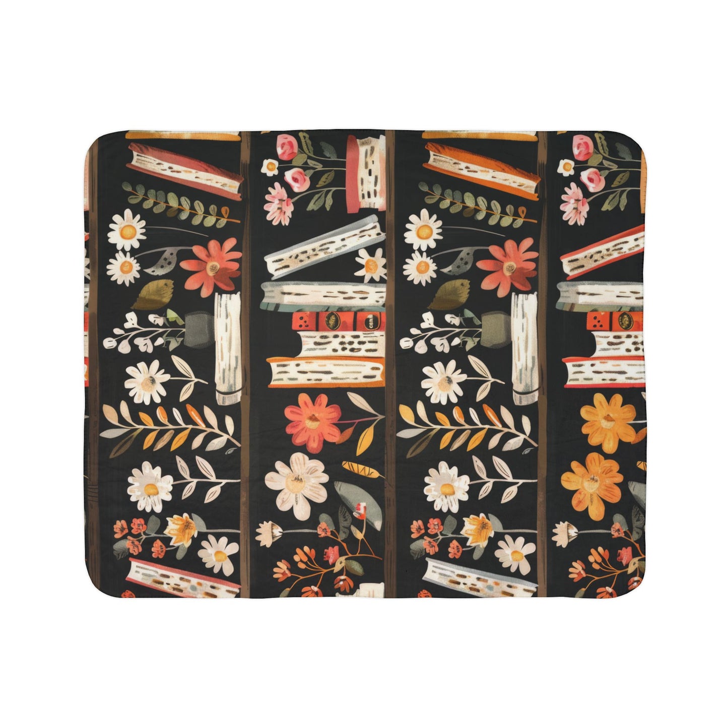 Floral Bookshelf Sherpa Fleece Blanket