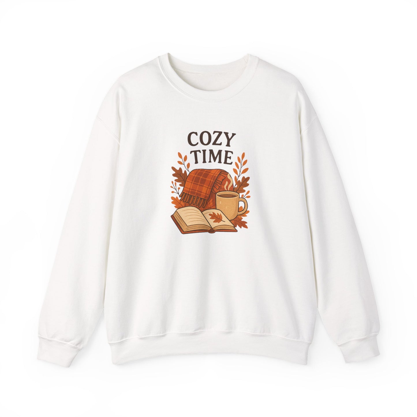 Cozy Time Crewneck Autumn Crewneck-Fall Book & Coffee Lovers