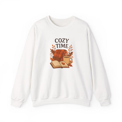 Cozy Time Crewneck Autumn Crewneck-Fall Book & Coffee Lovers