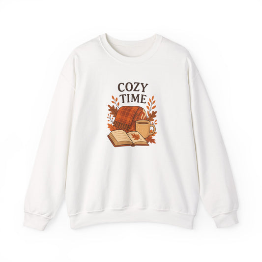 Cozy Time Crewneck Autumn Crewneck-Fall Book & Coffee Lovers