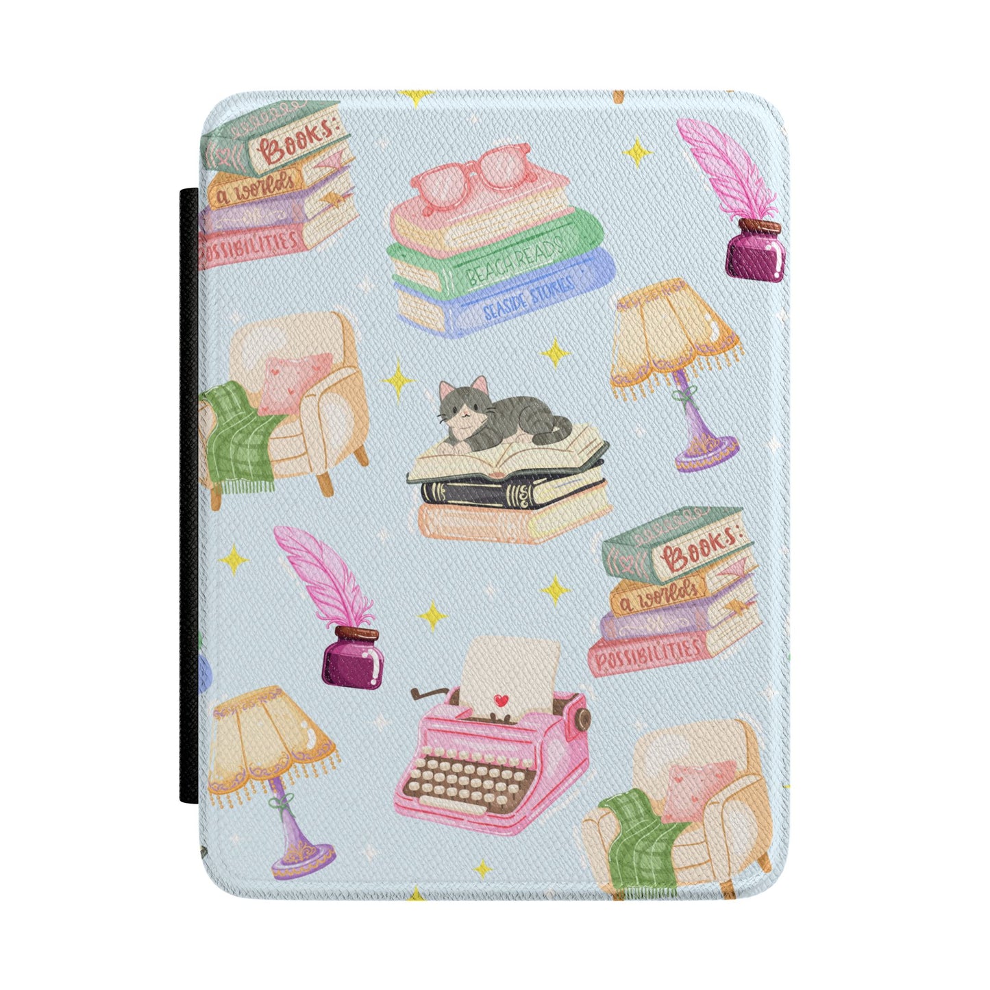 Dreamy Book Lover Blue Leatherette Kindle Paperwhite Case