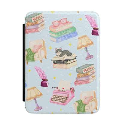 Dreamy Book Lover Blue Leatherette Kindle Paperwhite Case