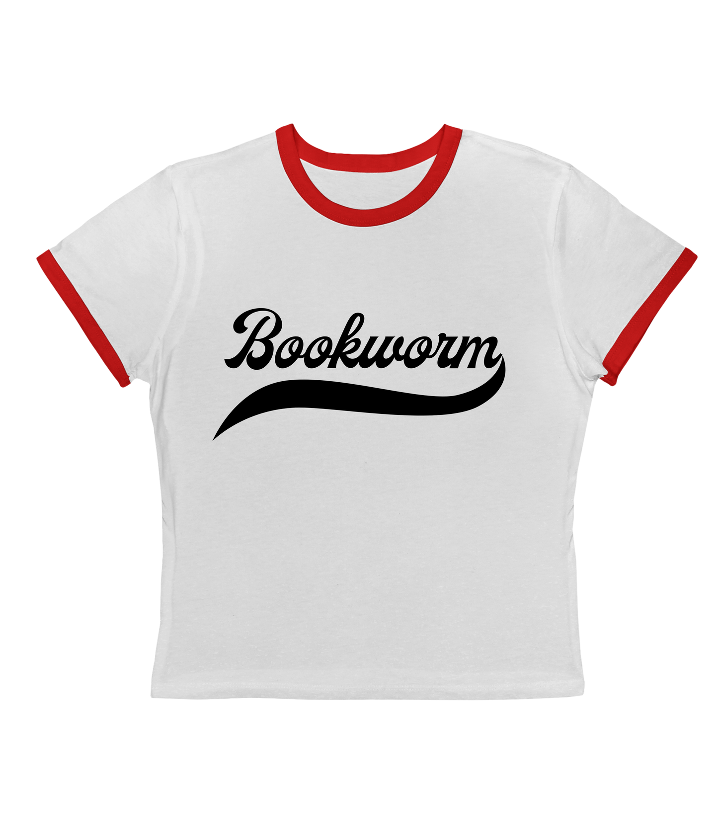 Bookworm Retro Ringer Crop Tee-Black Font