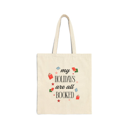 Tote Bag — "My Holidays Are All Booked" Holiday Book Lover Canvas Tote