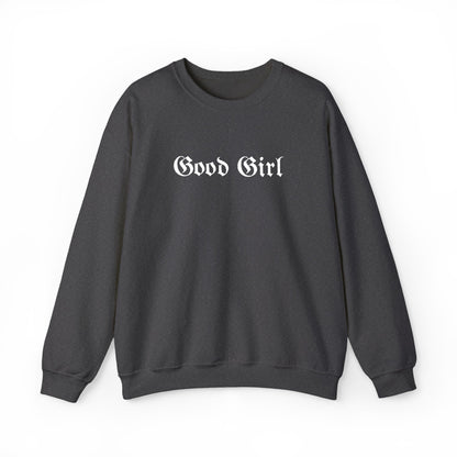 Good Girl Embroidered Crewneck Sweatshirt-White Font