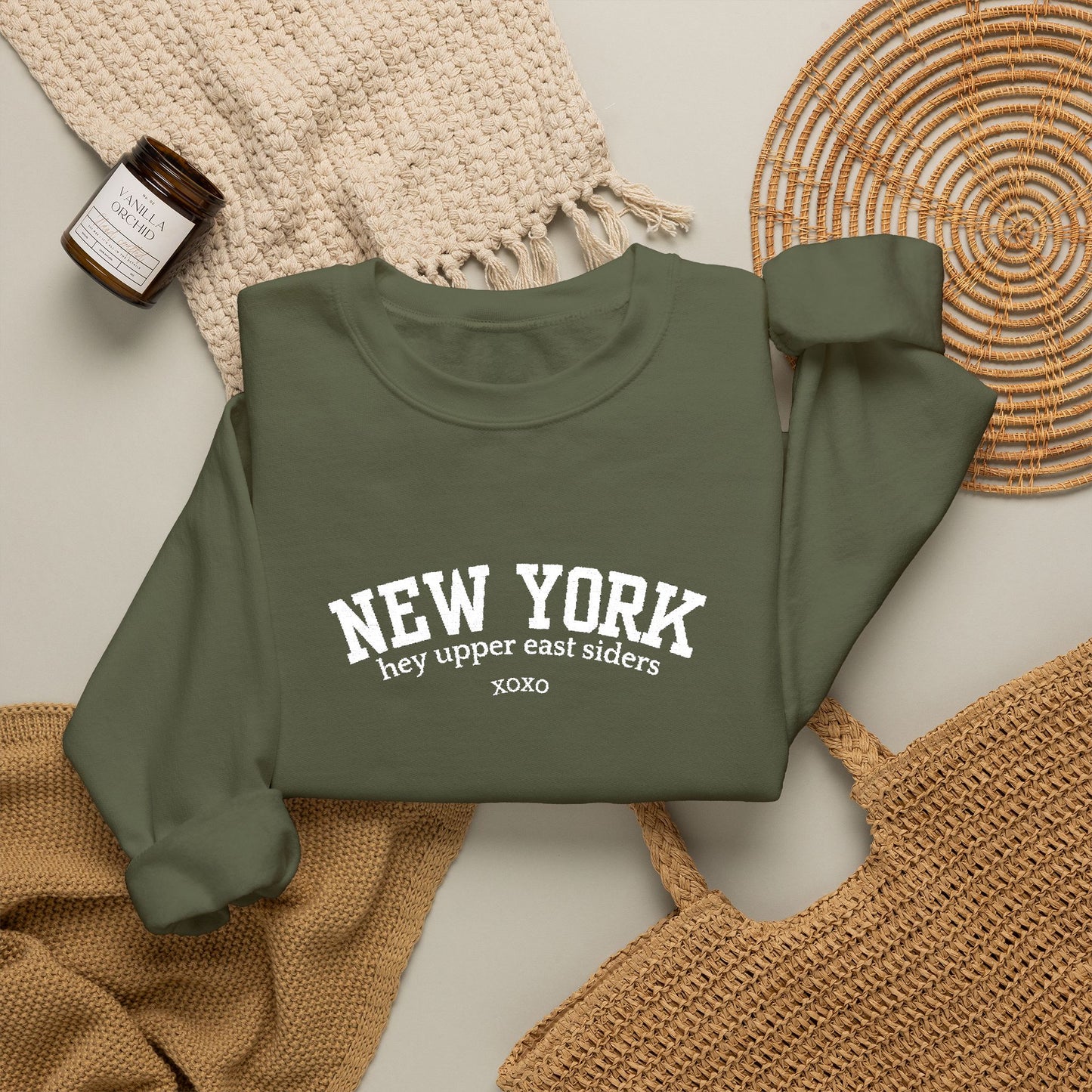 New York Upper East Side Embroidered Crewneck Sweatshirt