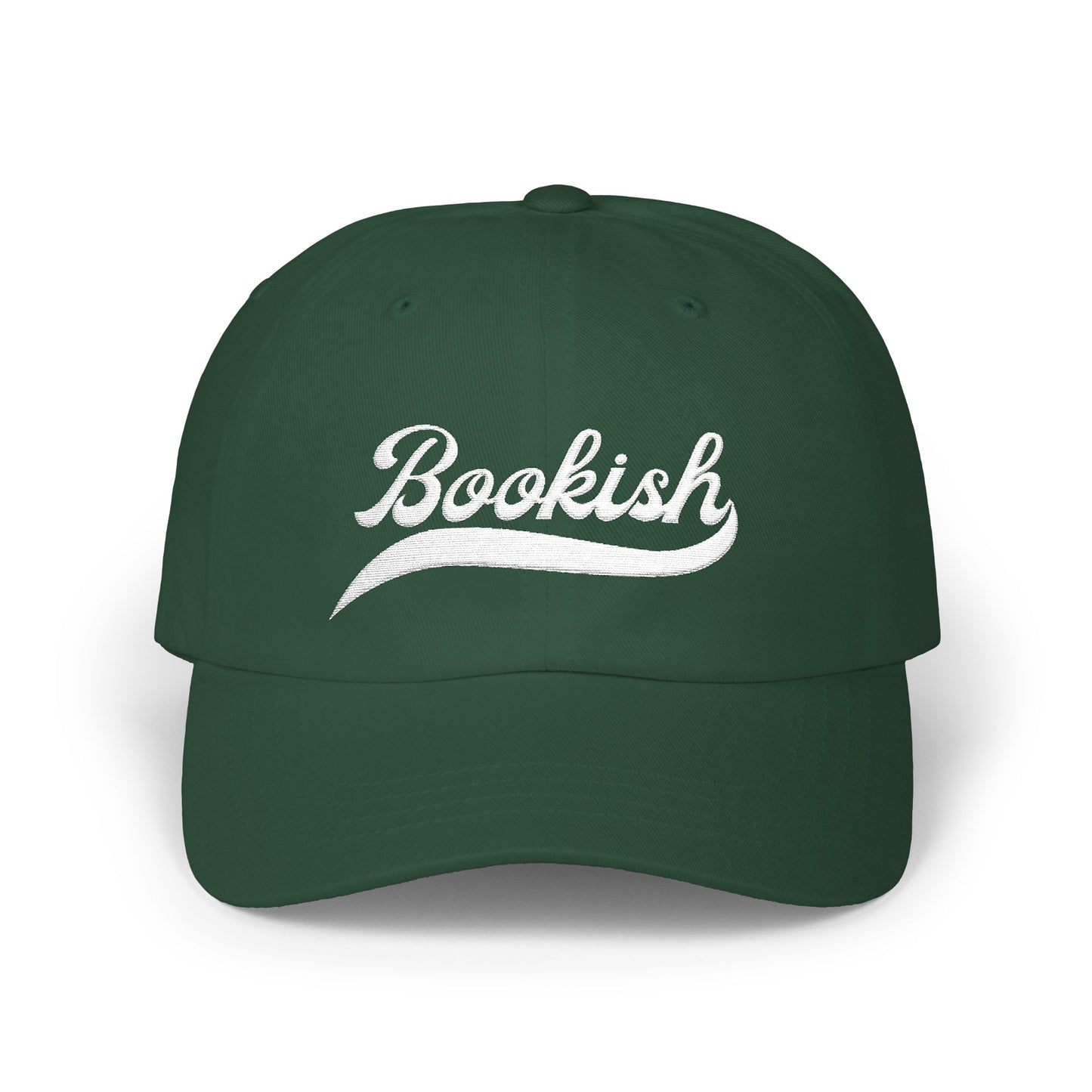Bookish Embroidered Baseball Cap- White