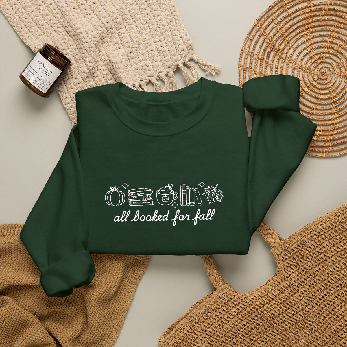 All Booked for Fall Embroidered Crewneck 🍂📚