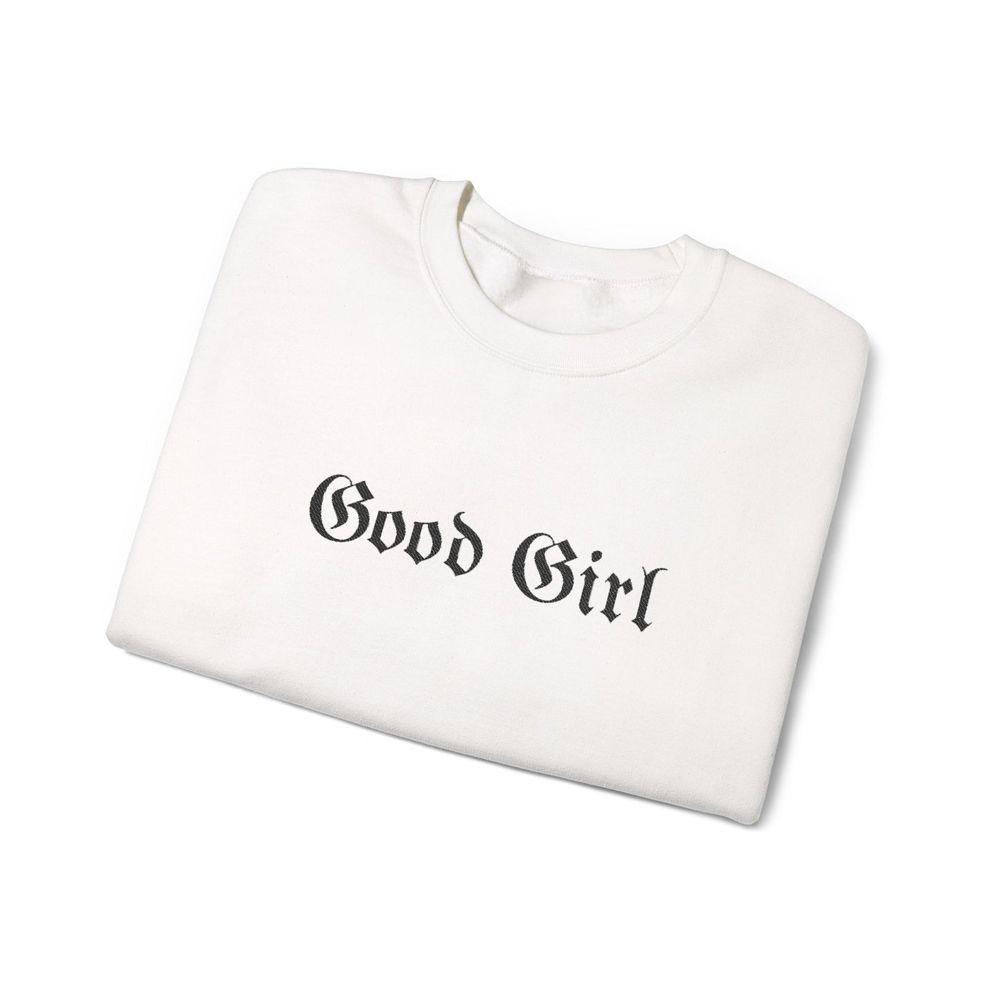 Good Girl Embroidered Crewneck Sweatshirt-Black Font