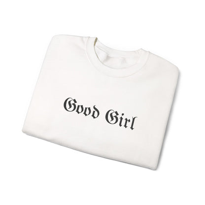 Good Girl Embroidered Crewneck Sweatshirt-Black Font