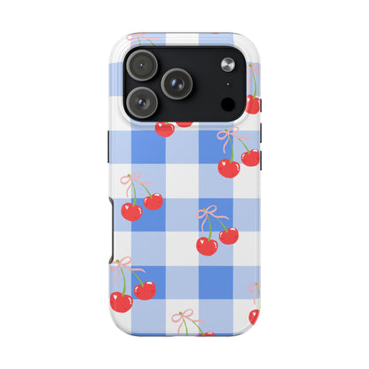 Blue Checkered Cherry Phone Case