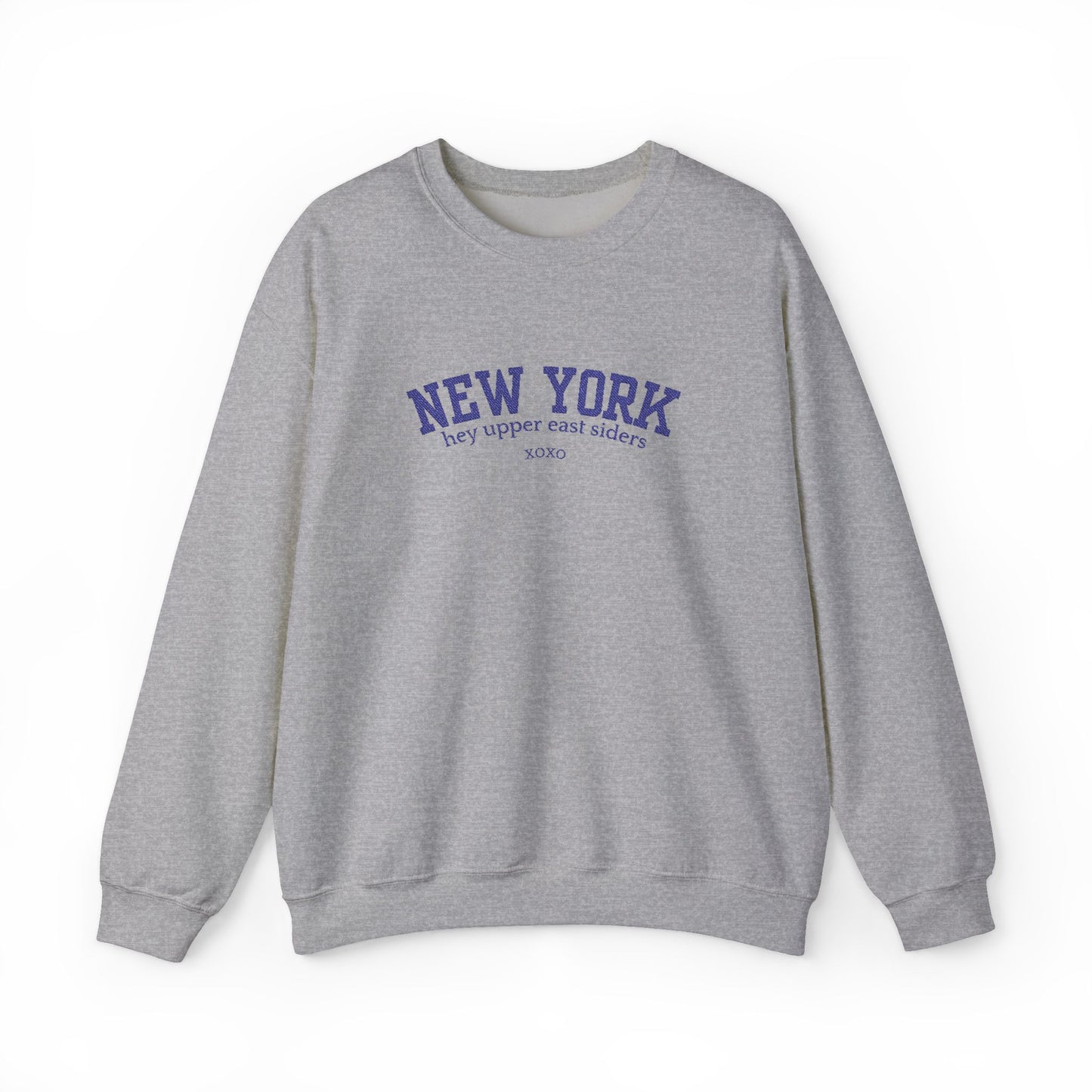New York Upper East Side Embroidered Crewneck Sweatshirt-Blue Font