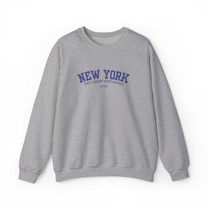New York Upper East Side Embroidered Crewneck Sweatshirt-Blue Font
