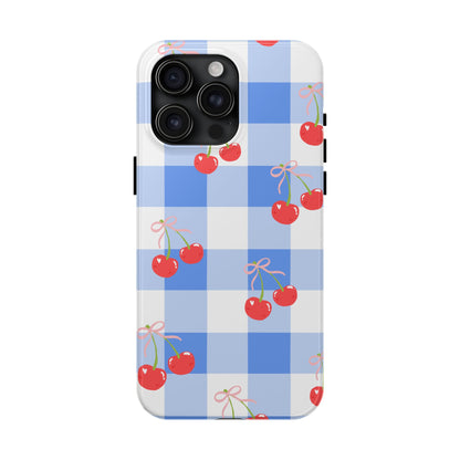 Blue Checkered Cherry Phone Case
