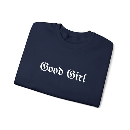 Good Girl Embroidered Crewneck Sweatshirt-White Font