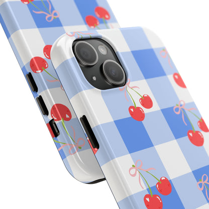 Blue Checkered Cherry Phone Case