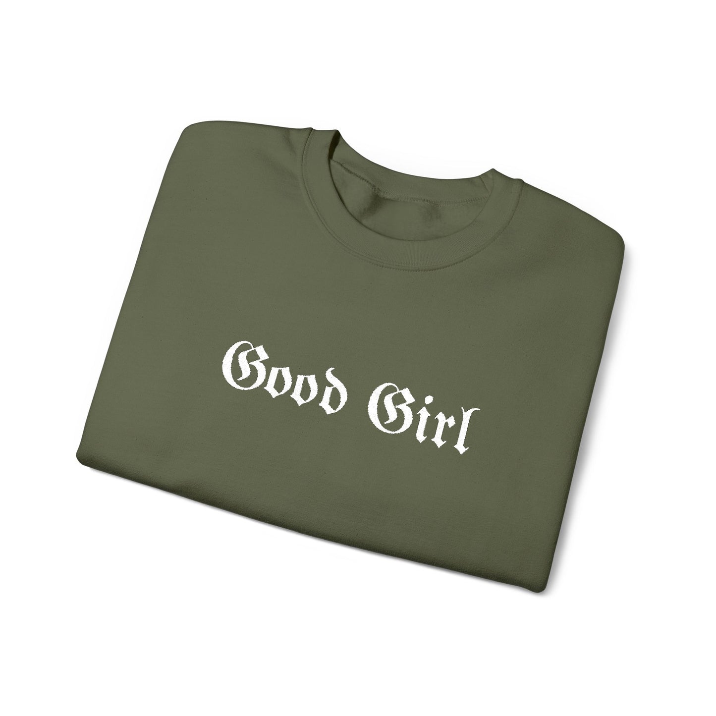 Good Girl Embroidered Crewneck Sweatshirt-White Font