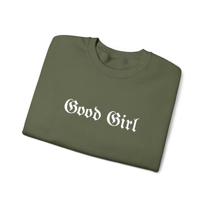 Good Girl Embroidered Crewneck Sweatshirt-White Font