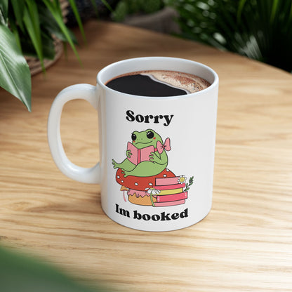 Sorry I'm Booked Ceramic Mug-Cozy Cute Bookish Cup