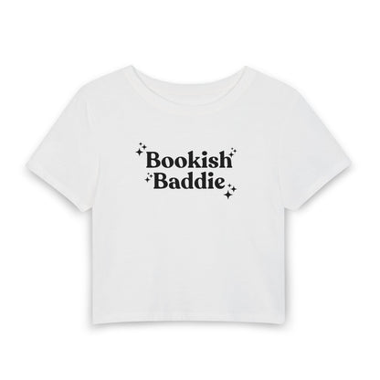 Bookish Baddie Cropped Tee-Black Font