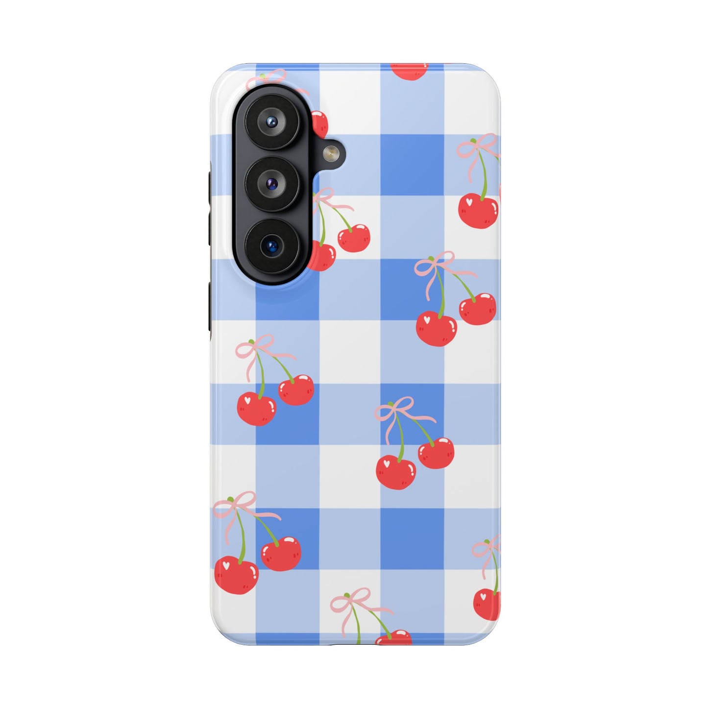 Blue Checkered Cherry Phone Case