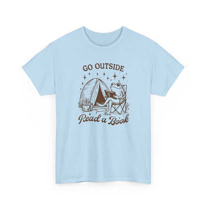 Go Outside, Read a Book Tee-Frog Bookish T-Shirt