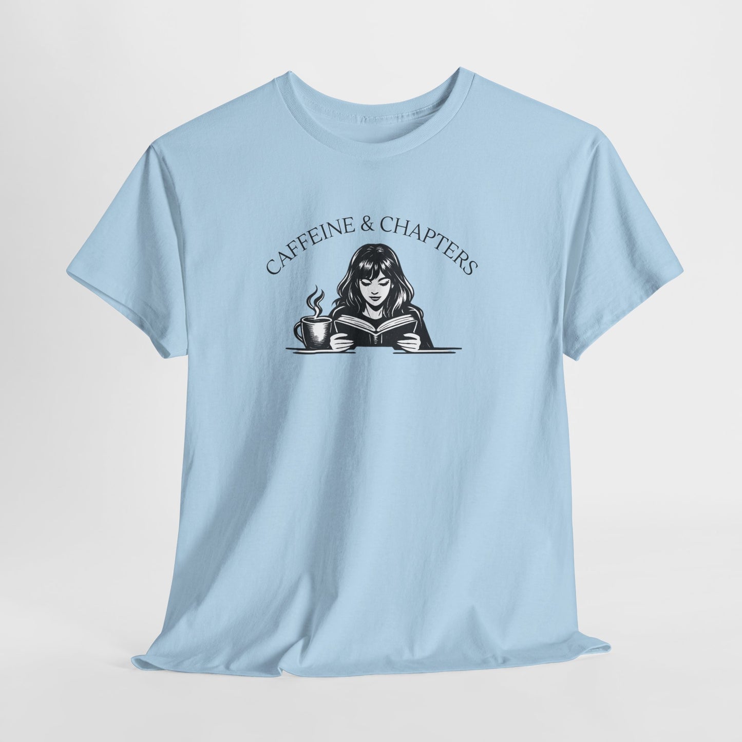 Caffeine & Chapters Tee — Coffee Lover Bookworm T‑Shirt