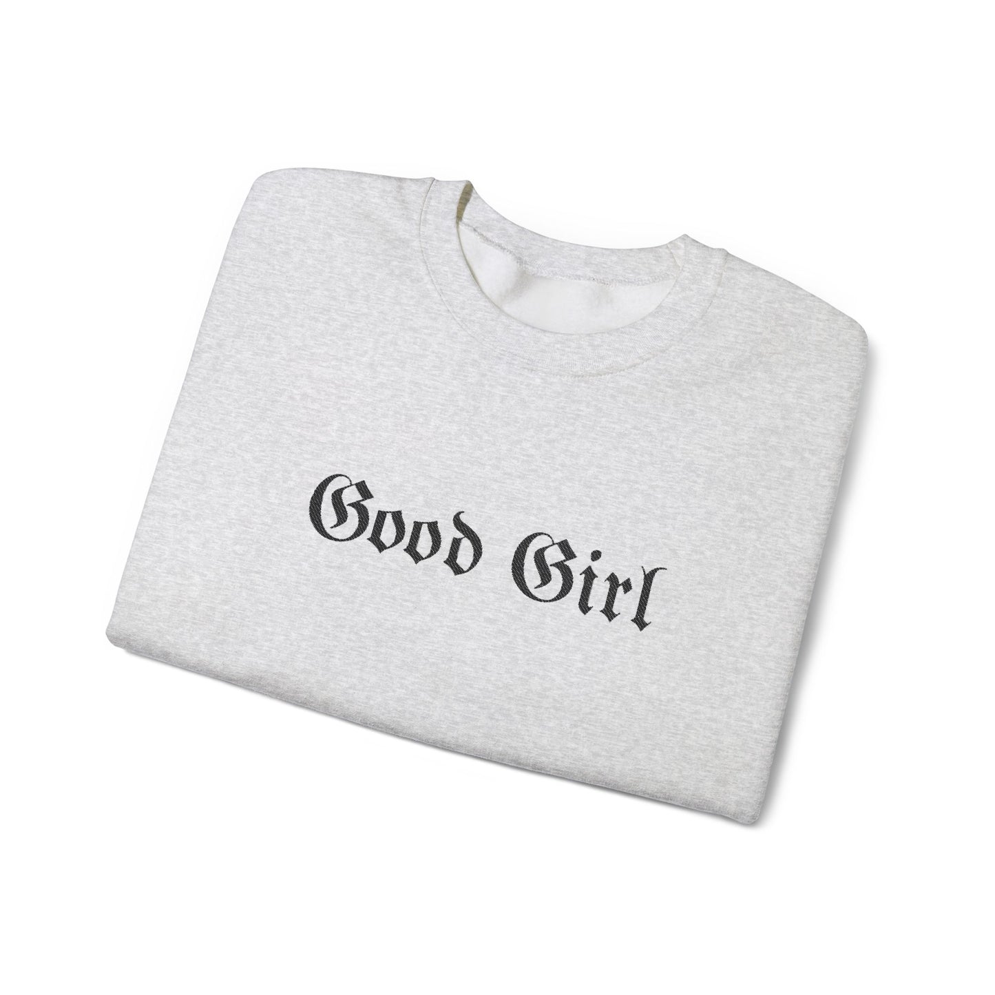 Good Girl Embroidered Crewneck Sweatshirt-Black Font