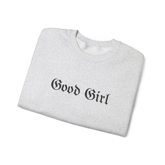 Good Girl Embroidered Crewneck Sweatshirt-Black Font