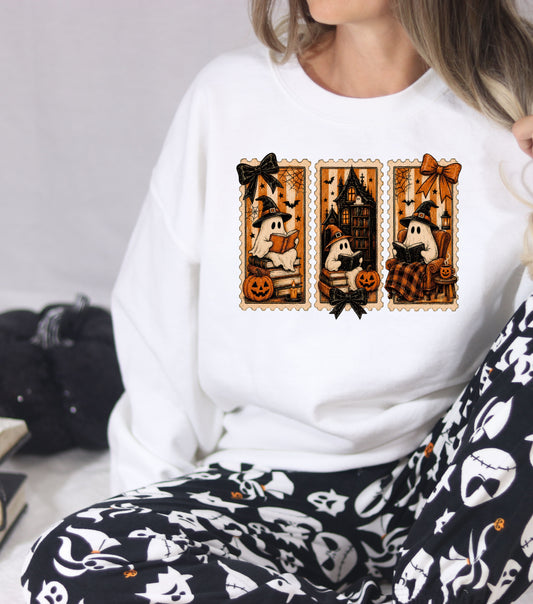 Spooky Stamp Ghost Crewneck Sweatshirt